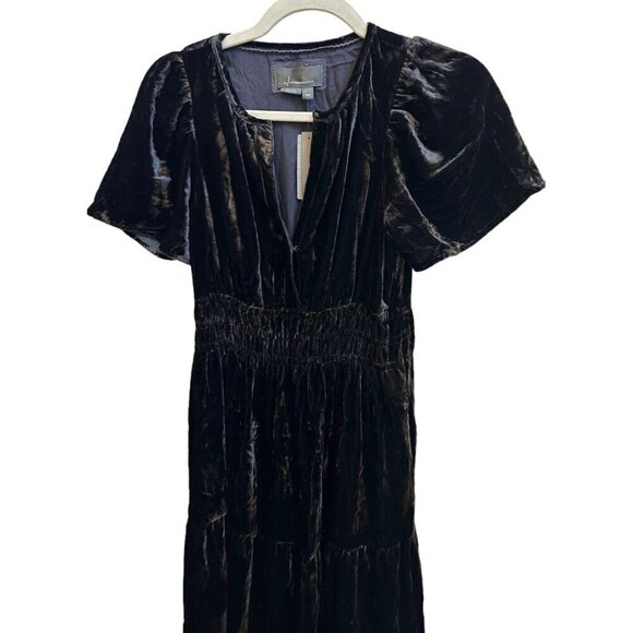 Anthropologie Somerset Dress Dark Gray Maxi Velvet Edition Sz XS Petite NEW XSP - Picture 6 of 10